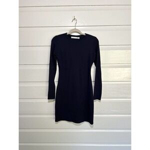 Susana Monaco Navy Blue Long Sleeve Crewneck Casual Bodycon Dress S